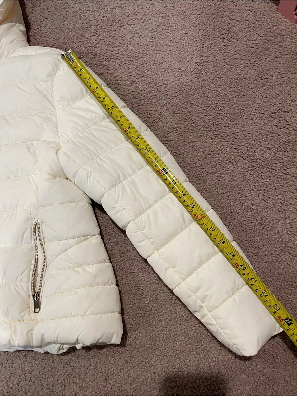 CC CULTURE COUTURE Hooded Fleece Cream Quilted Puffer Jacket